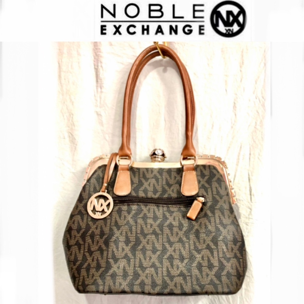 🦋NX Noble Exchange monogram Rhinestone/Jeweled Closure Shouldr Bag size13x9NWOT